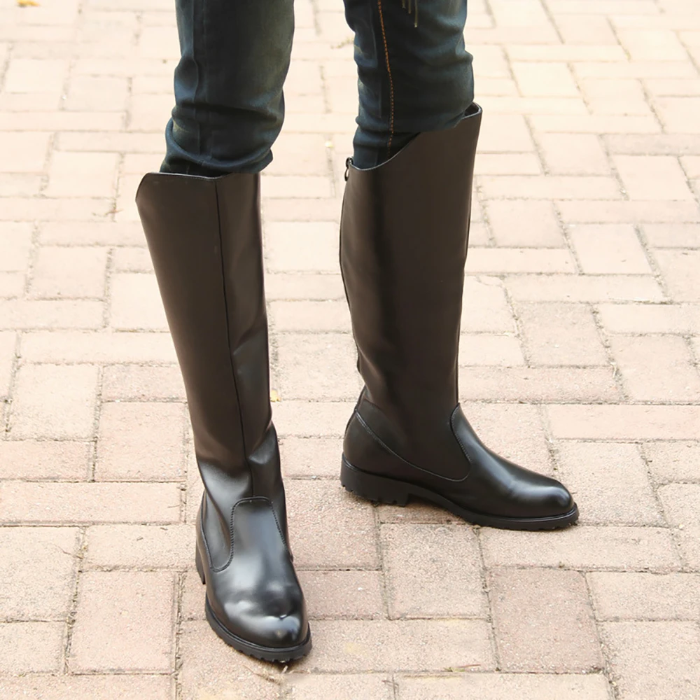 

Boots Men British Military Army Honour Guard Motorcycle Riding Equestrian Botas for Male Knee High Casual Zipper Cowboy Footwear