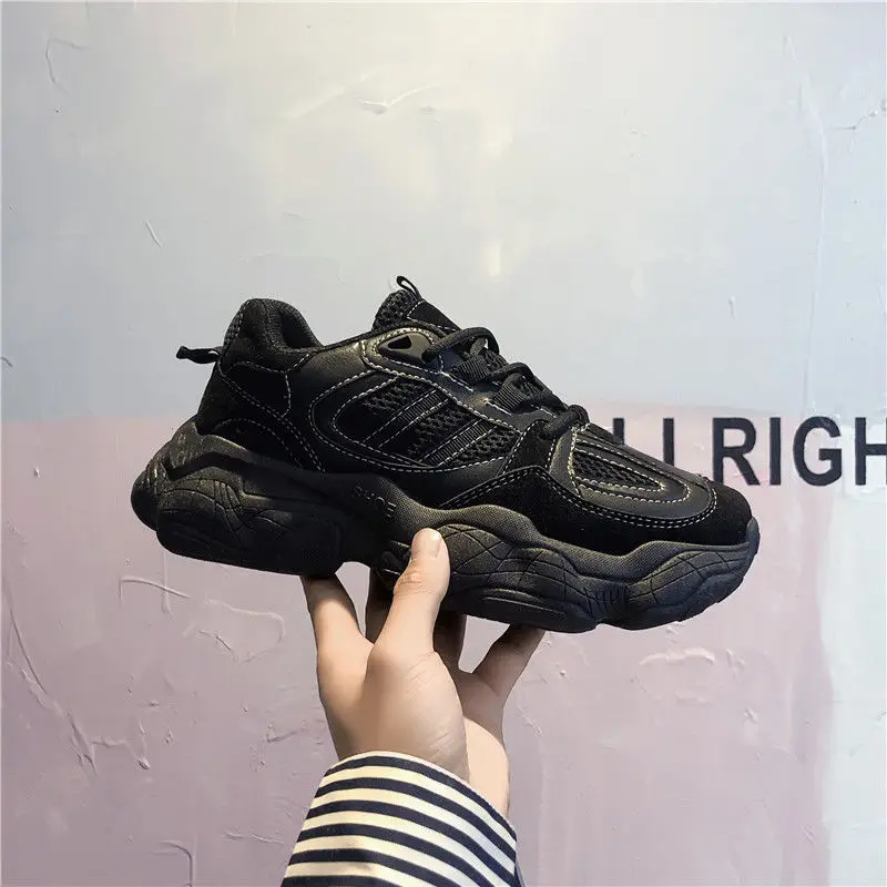 

Chunky Sneakers Men 2021 New Increased Thick Bottom Platform Women Casual Shoes Breathable Mesh Shoes Men Beige Couple Shoes
