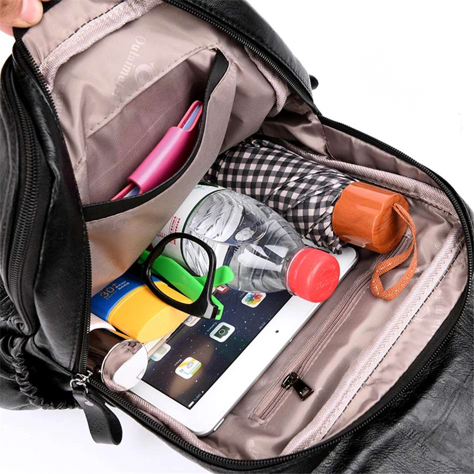 2019 популярный женский кожаный рюкзак LONOOLISA Женский дорожный школьные сумки для