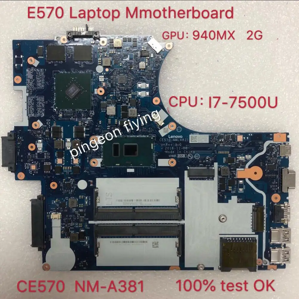 for Lenovo ThinkPad E570 E570C laptop motherboard CE570 NM-A831 CPU:I7-7500 DDR4 GeForce 940MX 2GB test ok