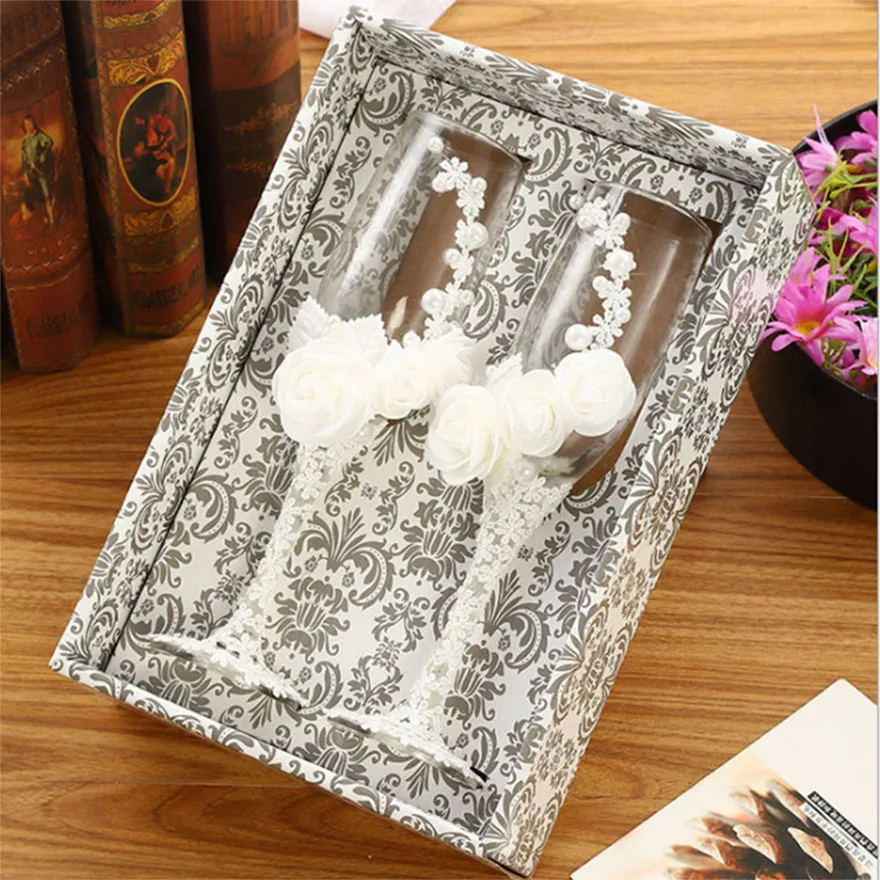 Свадебное украшение набор из 2 предметов классическая элегантная коробка бокал