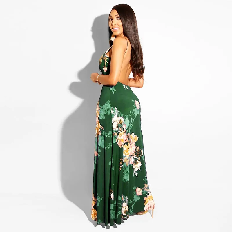 Женский плащ с цветочным принтом на тонких бретелях глубоким v-образным вырезом