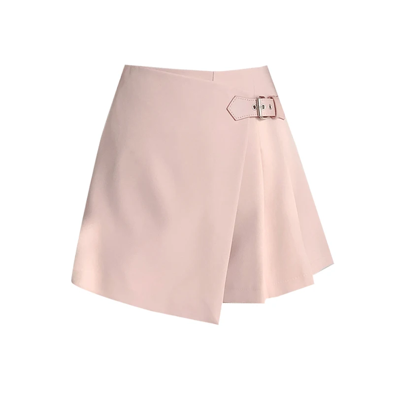 

2021 Summer Wide-legged Shorts Skirts Women Fashion High Waist Pleated Shorts Girls A-line Shorts Bottoms