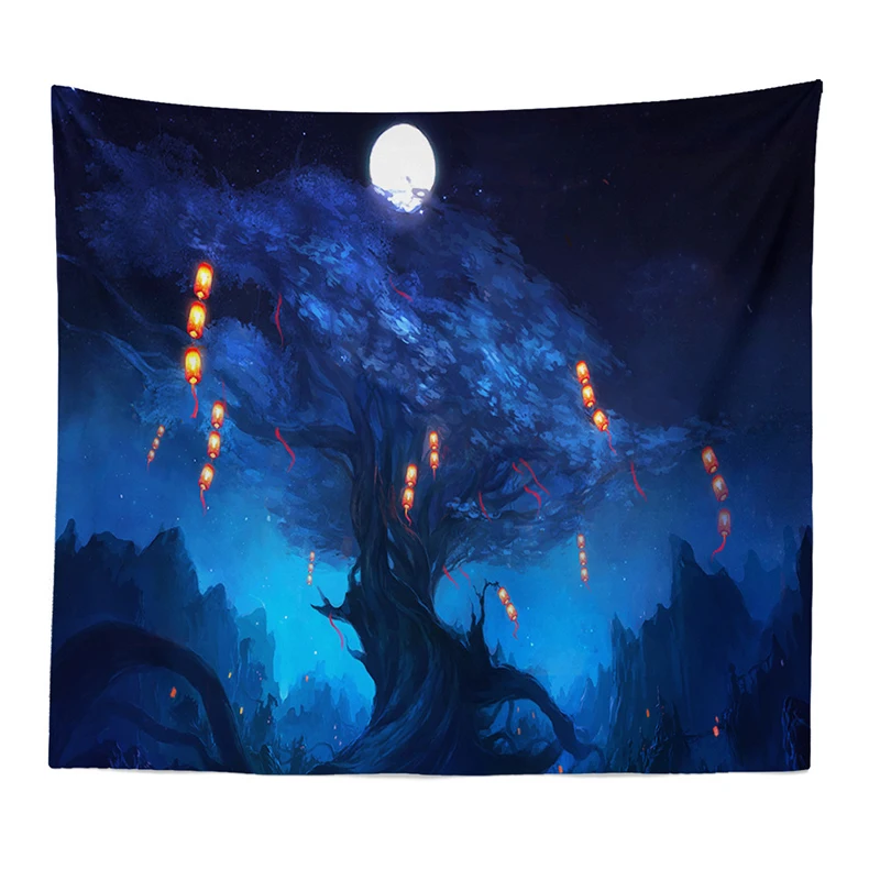 

Landscape Tapestry Tree of Life Hippie Mandala Wall Hanging Psychedelic Fantasy Boho Wall Carpet Cloth Background Home Decor