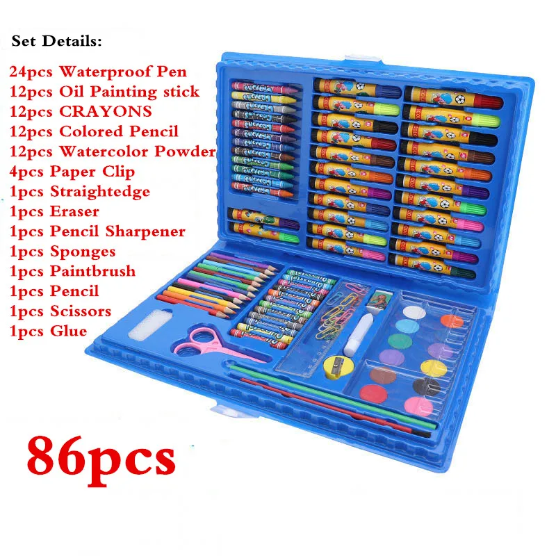 86 шт акварельные карандаши цветные для рисования художественный набор детский