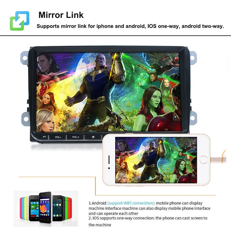 $122.94 ESSGOO 9'' 2 din Android Autoradio Stereo 2+32GB Multimedia Player GPS Navigation Car Radio For Volkswagen VW Skoda Seat Polo