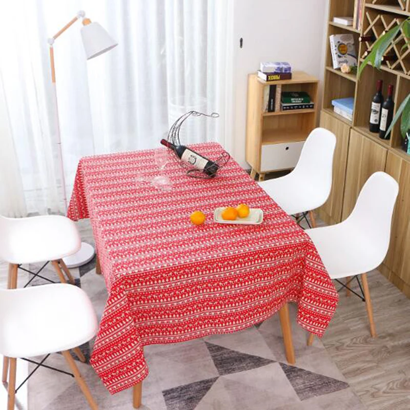 Красный олень Рождественская елка сельская полоса хлопок скатерть полотенце