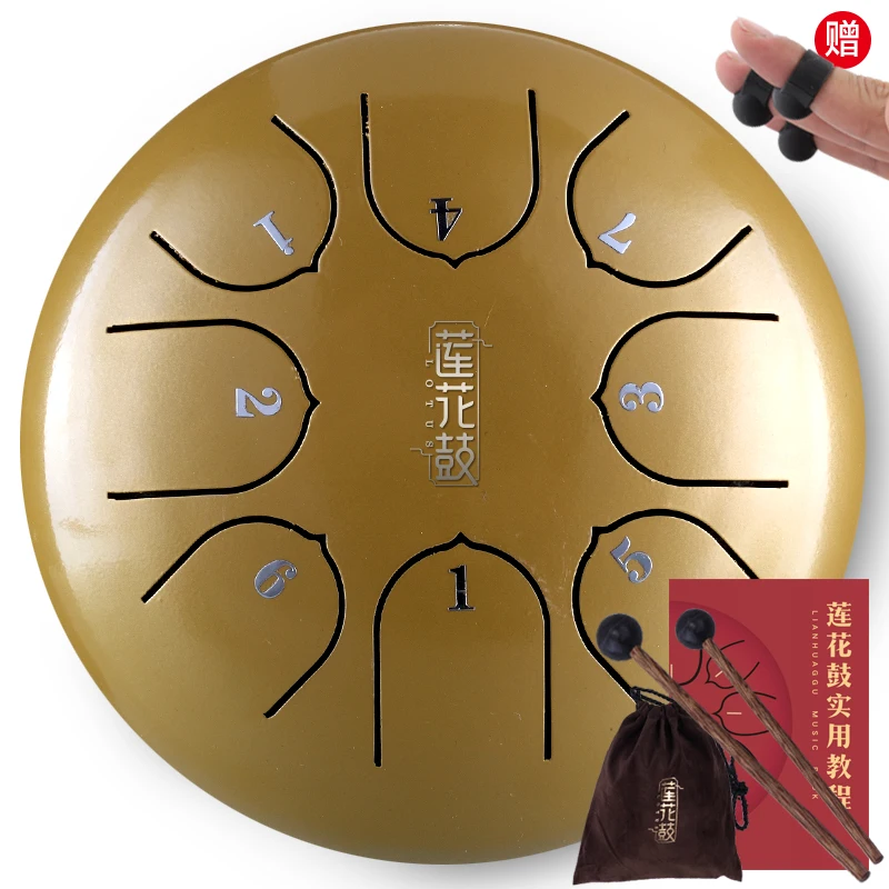 Music Education 6 Inch Tongue Drum 8 Tone Key Lotus Empty Muscial Instrument Accessories With Mallets Carry Bag8 | Спорт и