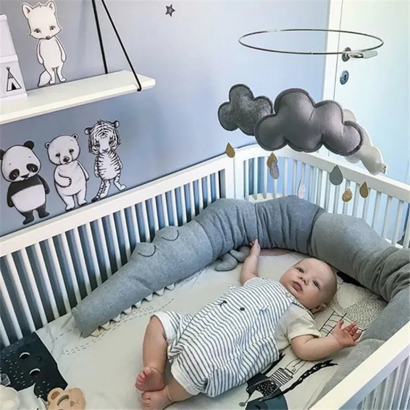 

Newborn Baby Bed Bumper Children Cushion Cotton Splicing Alligator Crib Bumper Baby Toys Room Bedding Decoration