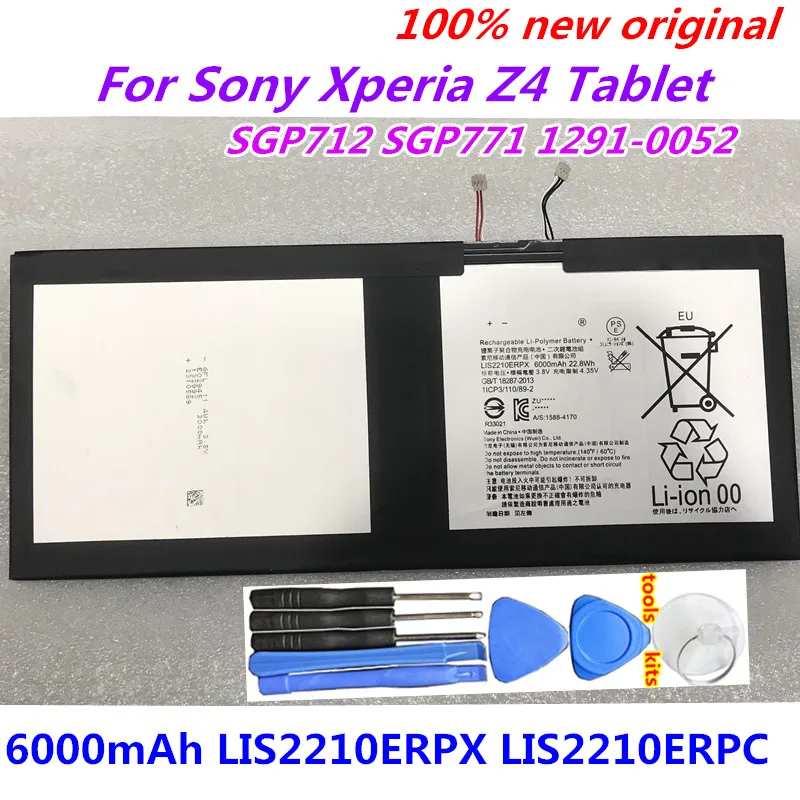

New Original 6000mAh LIS2210ERPX LIS2210ERPC Replacement Battery For Sony Xperia Z4 Tablet SGP712 SGP771 1291-0052 + Tools