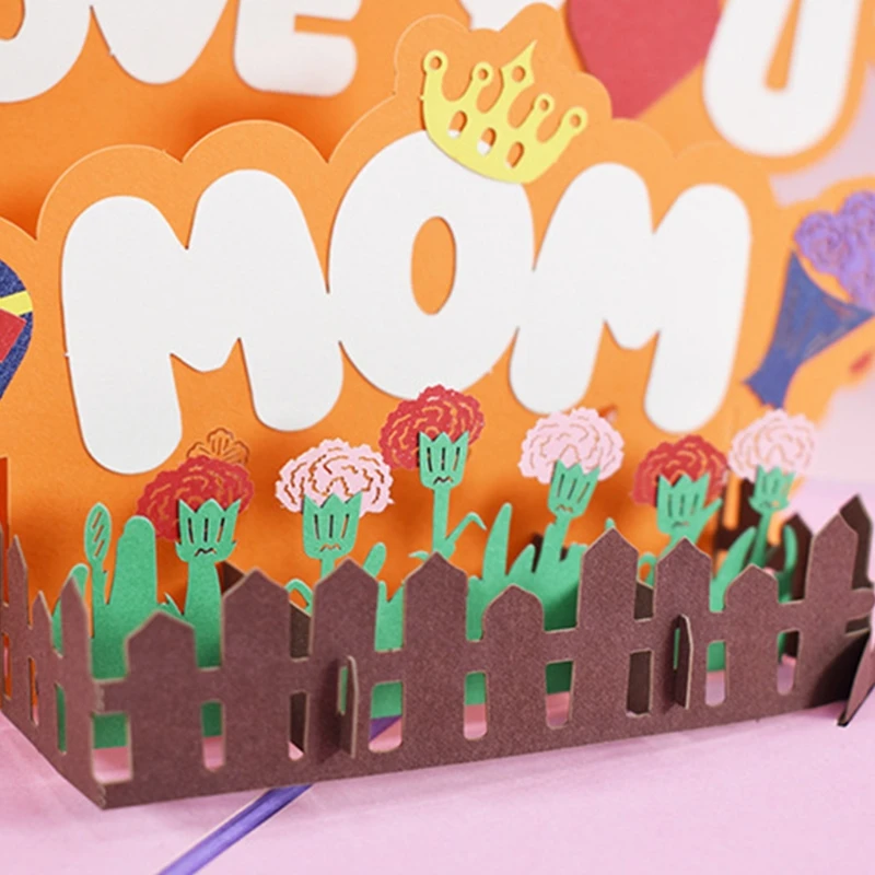 

3D Pop-Up Love You Mom Greeting Card for Happy Birthday Mother's Day Wedding Kids Baby Shower with Envelope 28GF