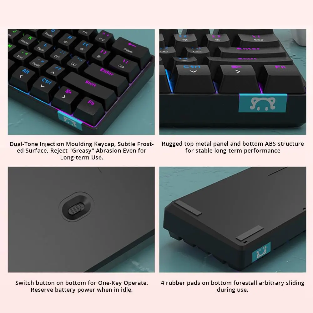 

Gaming Mechanical Keyboard USB Type-C Wired/Wireless with Backlight for Windows XP/Win7/8 IOS PC Desktop Tablet Laptop