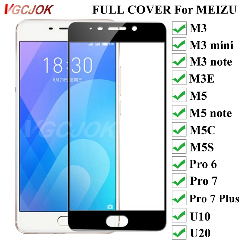Полное покрытие из закаленного стекла для Meizu M3 M3E M3 Mini M3S M5 M5C M5S M5 Note U10 U20 защитная пленка Glaas для Meizu Pro 6 7