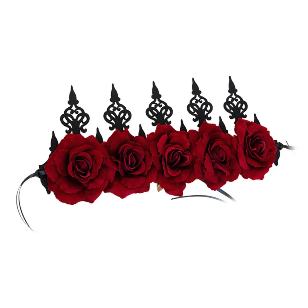 

Latest Halloween Vintage Red Rose Queen Hair Band Halloween Christmas Ball Party Host Hair Accessories For Fashion Ladies