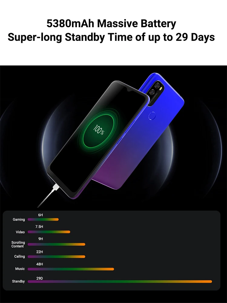 Смартфон Blackview A70 Android 11 экран 6 517 дюйма Восьмиядерный 3 Гб ОЗУ + 32 ПЗУ 5380 мАч задняя