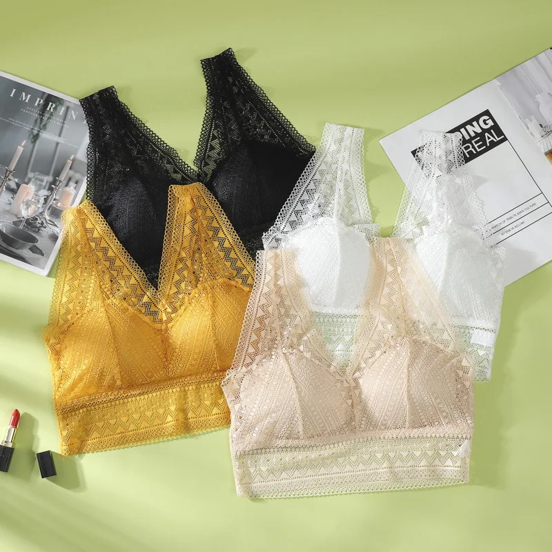 

Бюстгальтер женский кружевной, бесшовный, с цветочной вышивкой