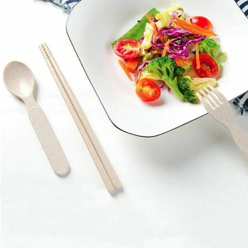 Портативный многоразовый Ложка Вилка для путешествий палочек набор приборов из