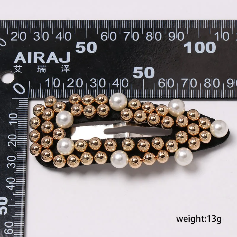 Новинка 2019 модная заколка для волос с белыми и черными жемчужинами в стиле