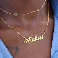 custom name necklace personalized jewelry nameplate pendants rose choker necklace women men bff kolye christmas gift