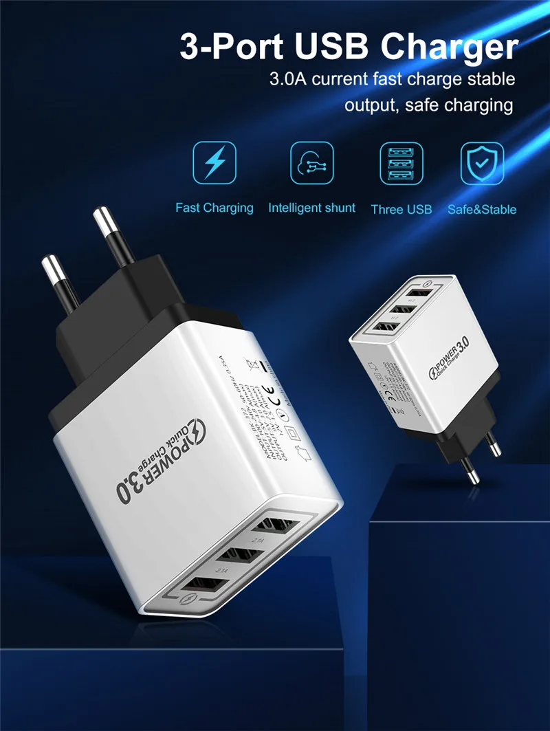 USLION Quick Charge 3,0 USB зарядное устройство для путешествий настенный адаптер быстрой зарядки для iPhone 7 XS samsung Xiaomi планшетов мобильного телефона type C