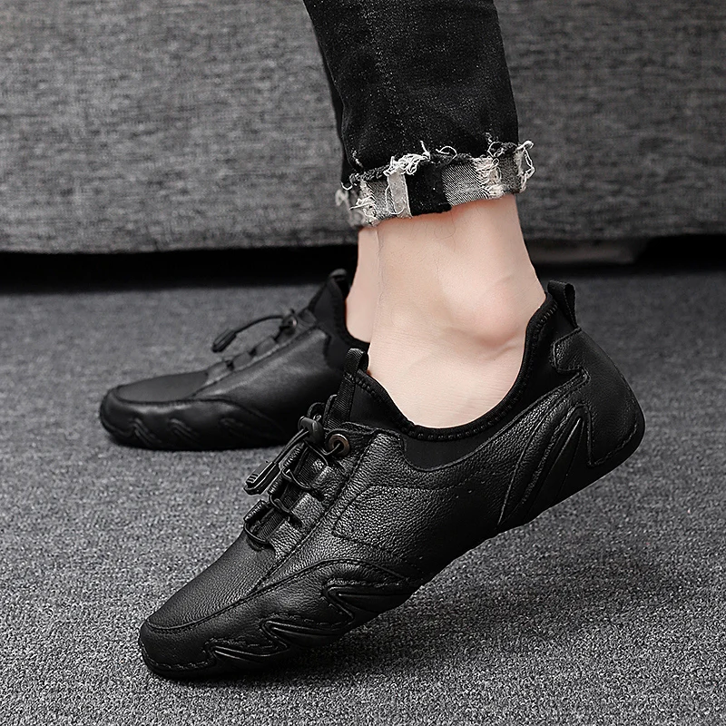 

Shoes Men 2020 Fashion Genuine Leather Sneaker Shoes Korean Version Casual Shoes Wear Comfort Oxford Shoes Men Black white