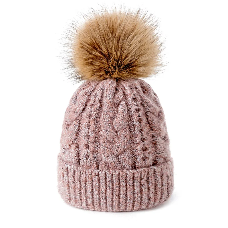 a New Women's Hat For Women Winter Warm Knit Solid Color Wool Cap Warm Women's Skullies Beanies Hat Knitted Hats Casual Cap - Цвет: a