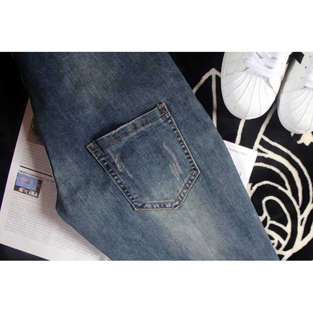 New Fashion Hiphop Harem Jeans Men Casual Slim Fit Retro Denim Cargo Pants Blue Tapered Trousers Streetwear Overalls Clothing