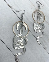 serpent snake stainless steel earrings snake moon earrings