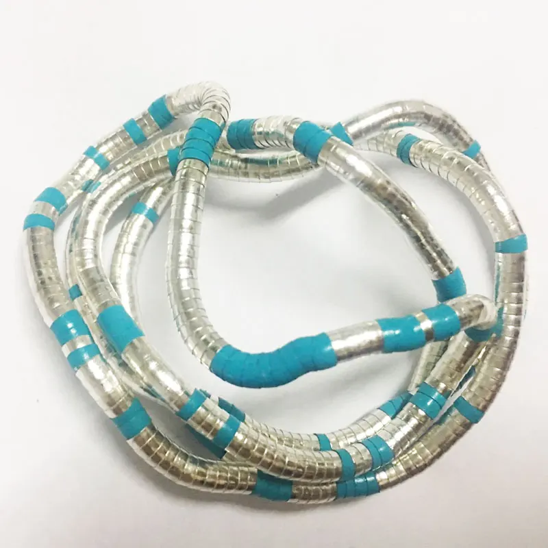 Silver-Turquoise 5 мм 90 см смешанных Красочные Утюг сгибаемый гибкий витая змея Цепочки и ожерелья 20 Цвета, 1 шт./упак - Окраска металла: Silver-Turquoise