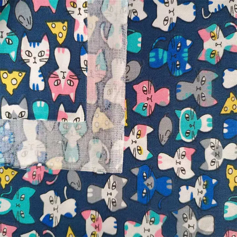 Хлопчатобумажная ткань с принтом кота тканый текстиль саржа лоскутное шитье