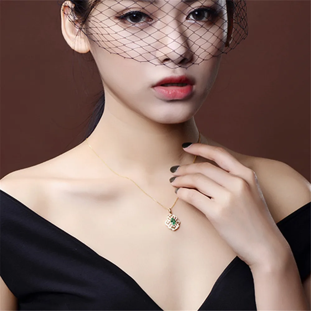 Изумруды в виде кулона ожерелья для женщин femme 18k Золото Тон колье цепи вечерние