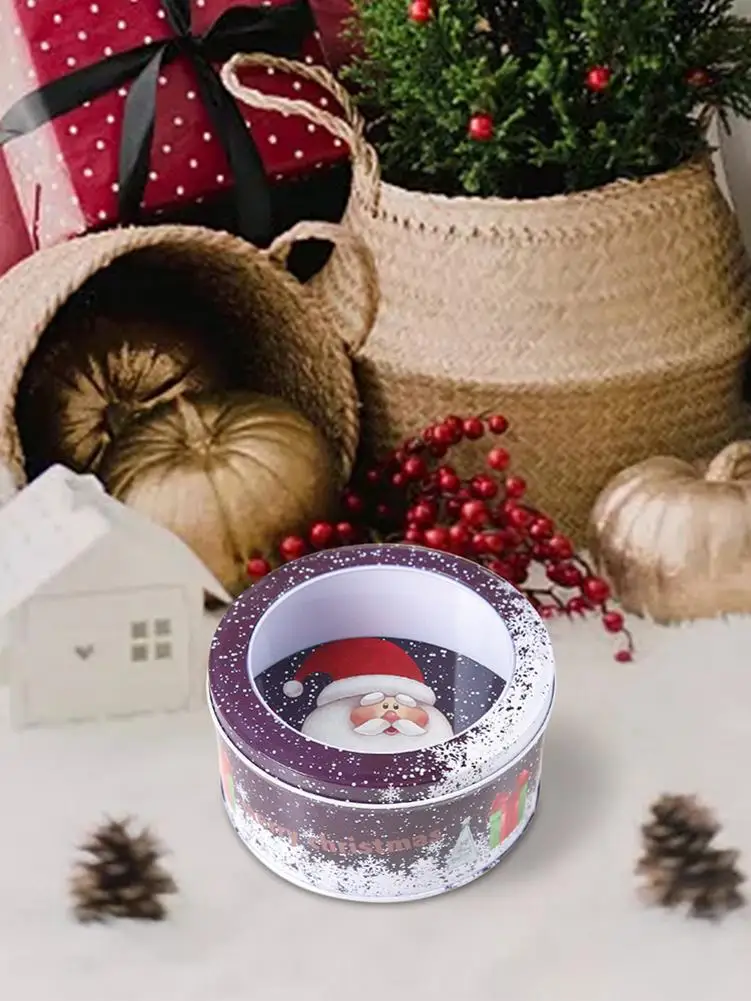 

Пустые рождественские банки для печенья, контейнер для конфет с прозрачной неглубокой крышкой для праздника вечерние, Рождества, Дня Свято...