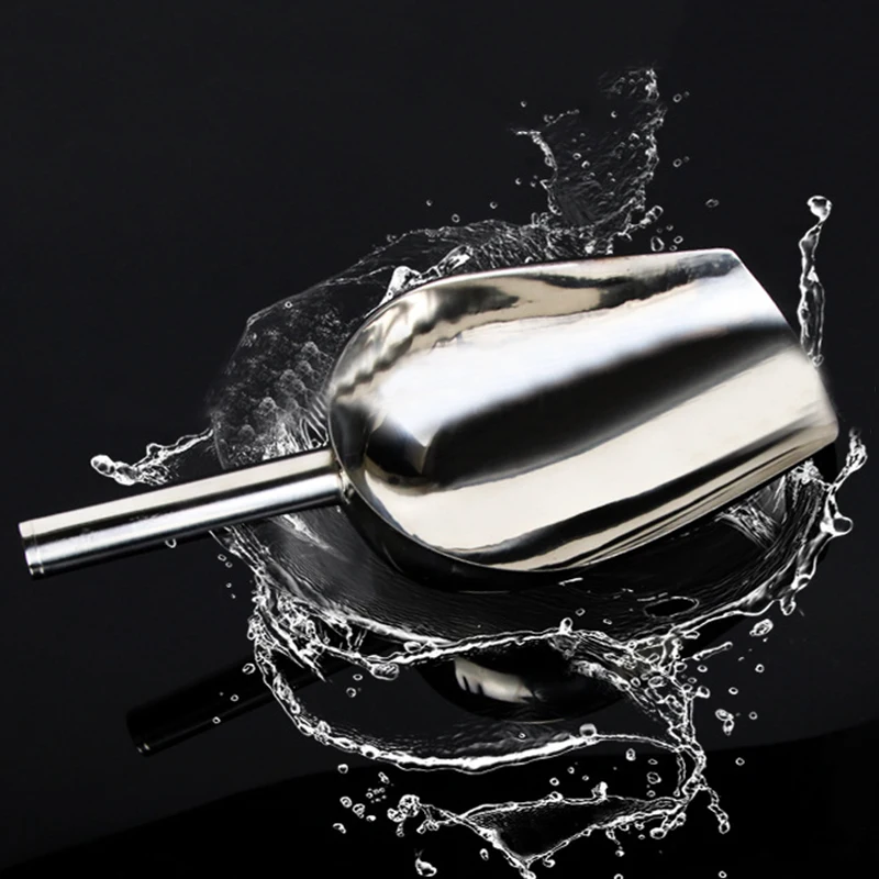 

1pc Stainless Steel Ice Shovel Scoop Cube Sugar Special Shovel Flour Dry Goods Shovel Shovel Ice Scraper Kitchen Bar Utensils