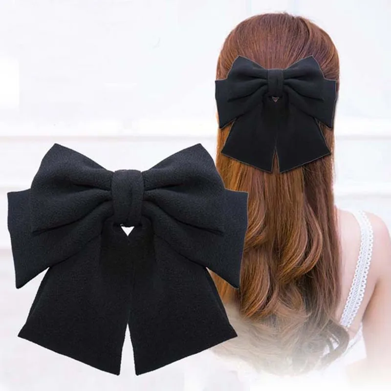 Модные шифоновые заколки для волос с бантом, Большая большая заколка в виде бантика для женщин, для девочек, атласные Модные женские заколки для волос, новые аксессуары для волос