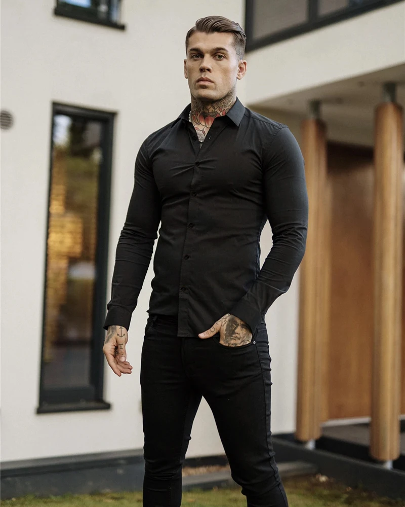 

Shirt Men's Summer Thin Section Non-iron Modal Shirt Men's Black Long-sleeved Business Career Trend 6 Colors