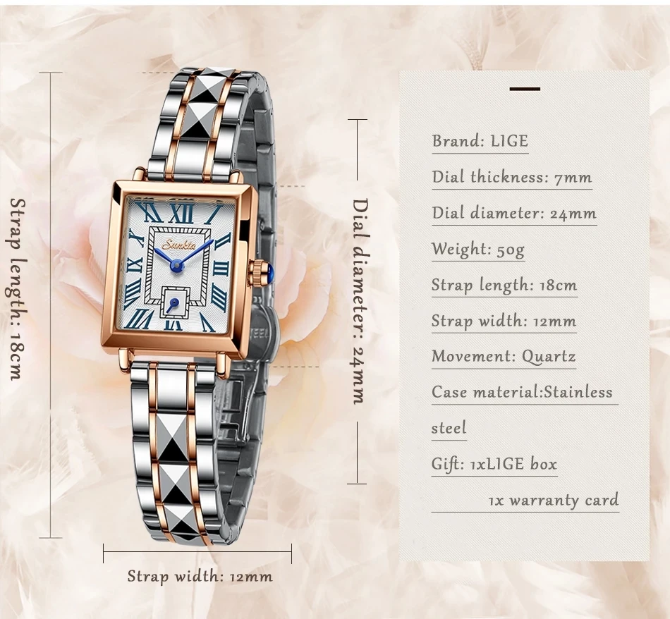 LIGE Luxury Women Watch Top Brand Fashion Waterproof Stainless Steel Sunkta Ladies Quartz Wristwatch Montre Femme Beautiful
