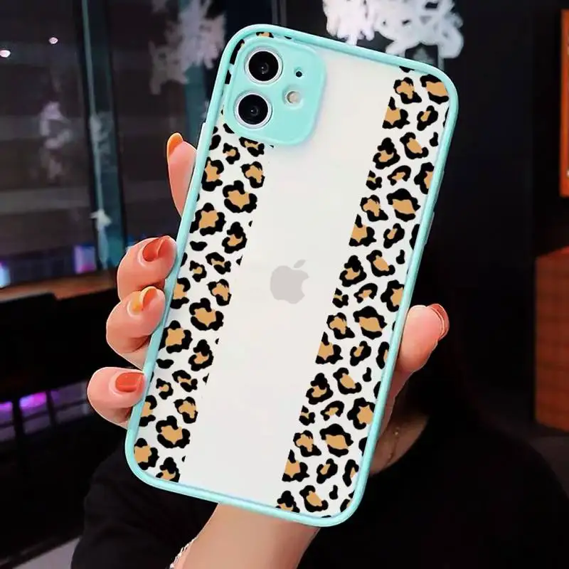 

Leopard Print Colorful fashion Phone Cases Matte Transparent for iPhone 7 8 11 12 s mini pro X XS XR MAX Plus cover funda shell