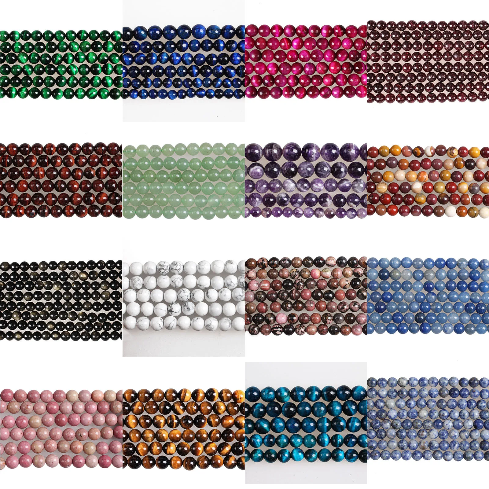 Бусины из натурального камня тигровый глаз аметист родонит халцедон Амазонит