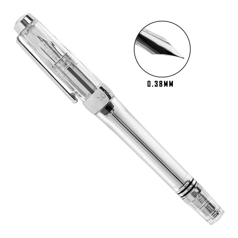 Transparent Piston Fountain Pen Clear Ink EF F Nib Extra Fine Large Capacity Writing Student Office Pens | Канцтовары для офиса и