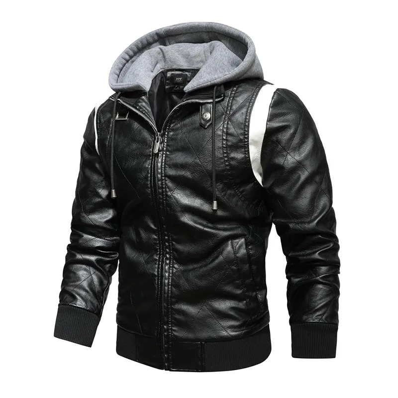 

2020 Autumn/Winter New PU Man Detachable Leather Jacket And Embroidered Scorpion Hooded Casual Motorcycle Jacket