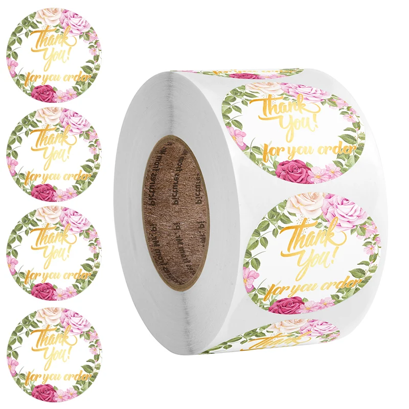 

500pcs/roll thank you for ordering stickers baking packaging decoration sticker Gift Sealing Labels scrapbook thank you stickers