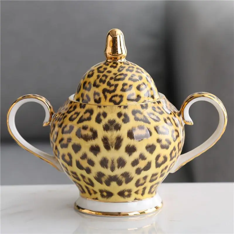

Luxury Porcelain Leopard Coffee Cup Set Bone China Tea Cup and Saucer Kitchen Tableware Personalized Cup Gifts for Boss Mom Girl