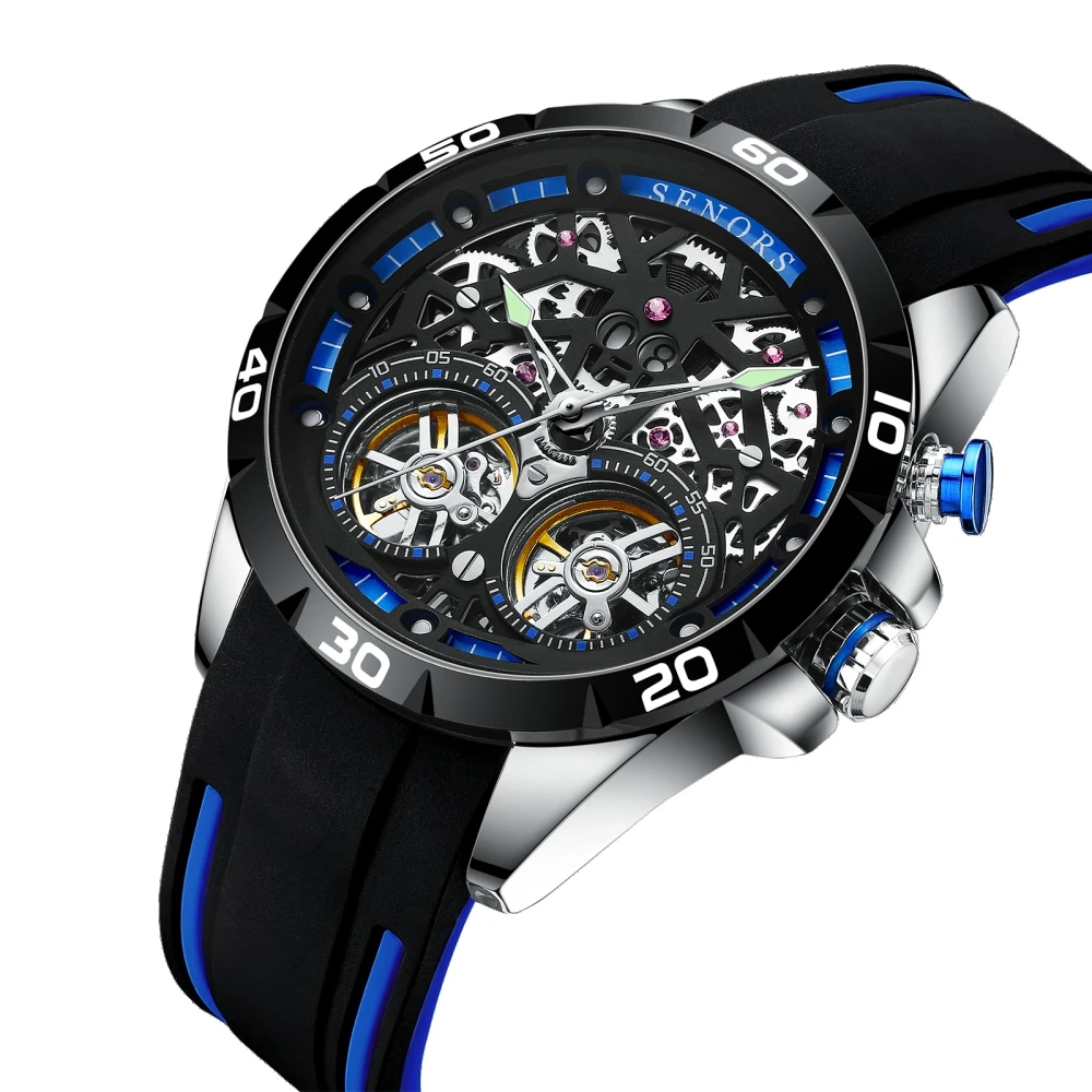 2021 Luxury Brand Sapphire Glass Mechanical Wristwatch Skeleton Hollow Sports Waterproof Automatic Luminous Leather Man Watch