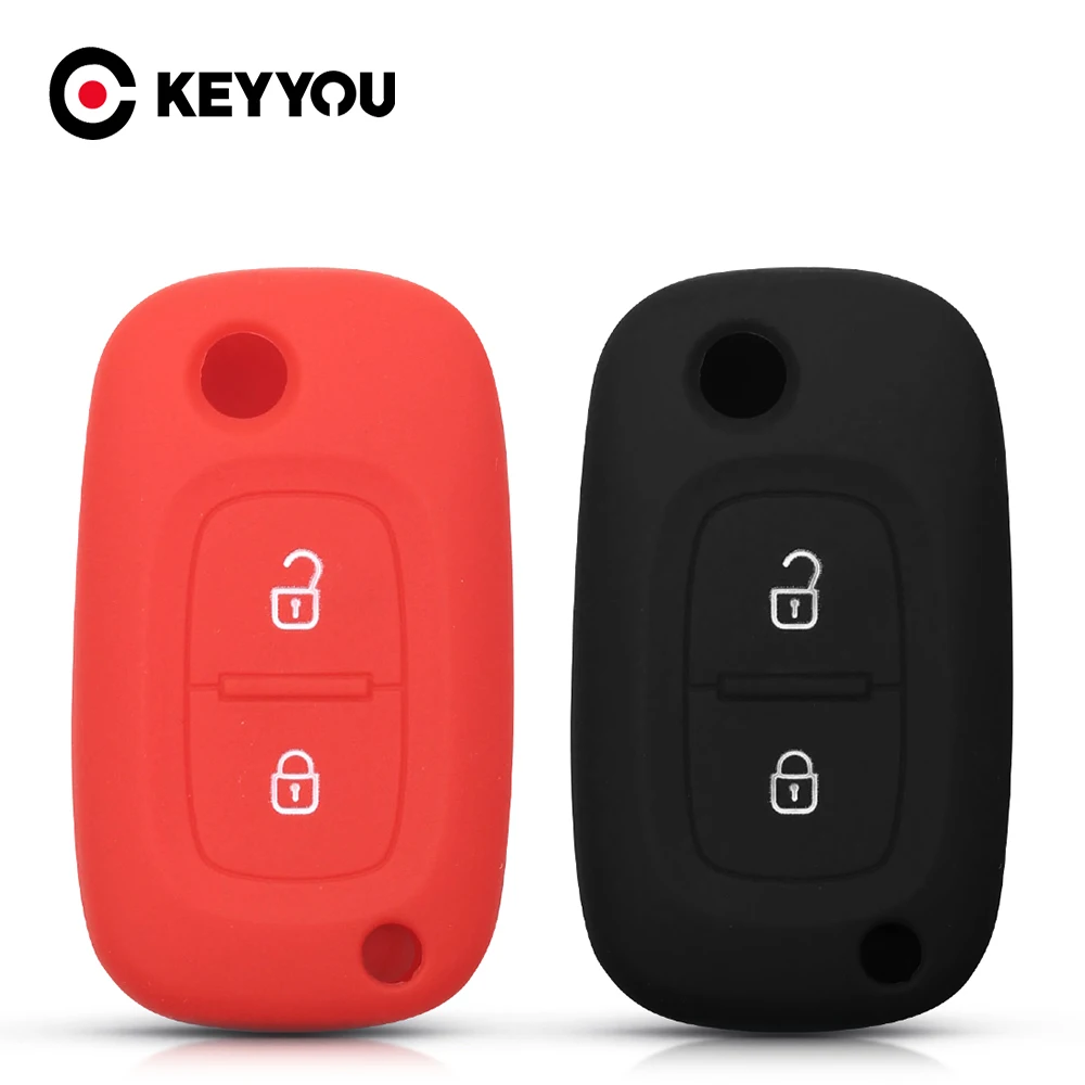 

KEYYOU Remote 2 Buttons Silicone Key Case Rubber Flip Car Proctored Cover For Renault Modus Clio Megane Kangoo For Lada 2017