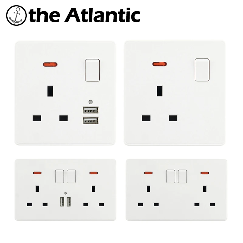 Великобритания стандартный разъем питания 13A двойной USB порт светодиодный
