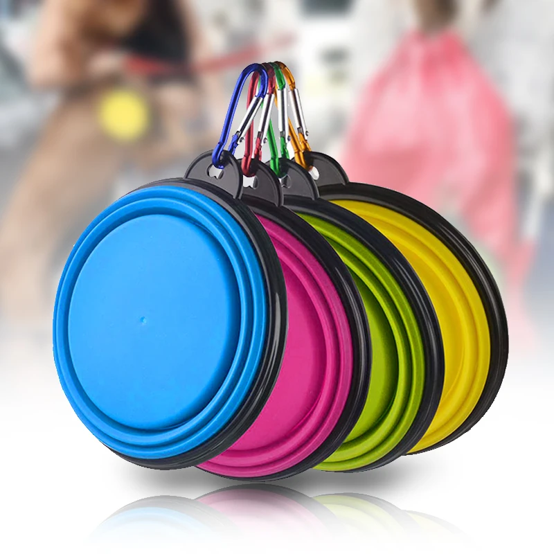 

1pc Pet Soft Dog Bowl Folding Silicone Travel Bowl for Dog Portable Collapsible Folding Dog Bowl for Pet Dogs Food Water Feeding