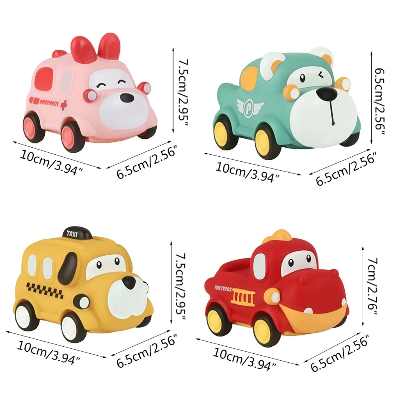 

2021 New BPA Free Baby Car Montessori Interactive Animal Car Toy Plastic Cartoon Car Toy Interactive Dollhouse Model Inertia Car