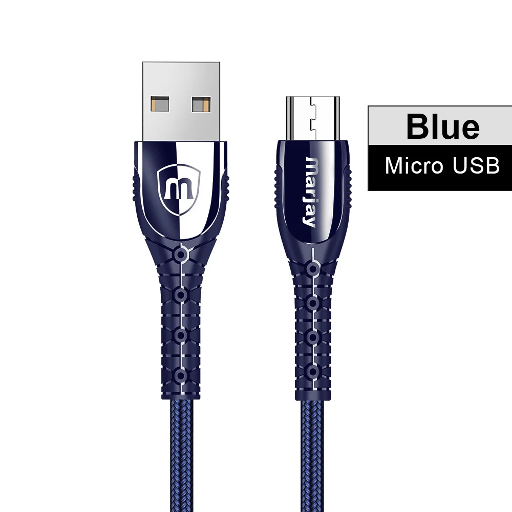 Marjay Micro USB кабель 2.4A быстрое зарядное устройство данных цинковый сплав кабель для samsung Xiaomi LG планшет мобильный телефон кабель Usb Micro Usb - Цвет: Blue