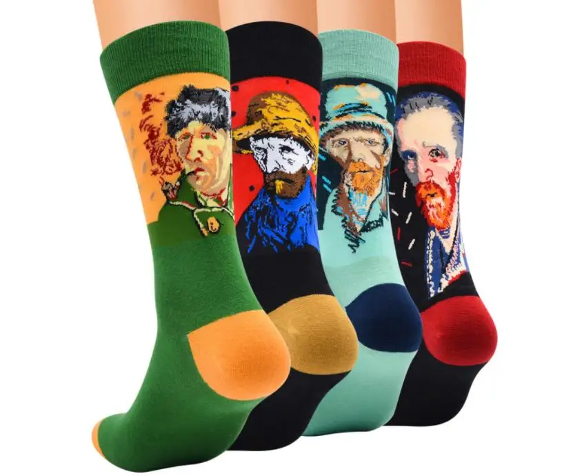 Уличная мода Живопись Искусство носки счастливые мужские из хлопка подарочные