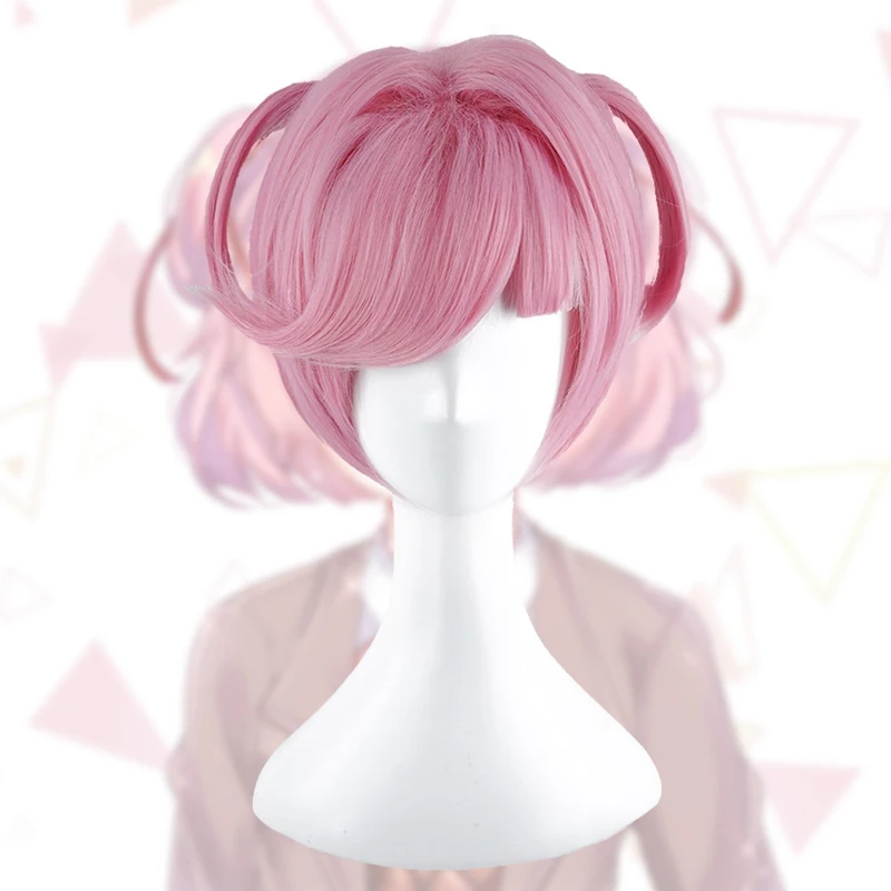 

Game DDLC Doki Doki Literature Club Natsuki Pink Short Wigs Cosplay Costume Women Heat Resistant Synthetic Hair Party Wigs